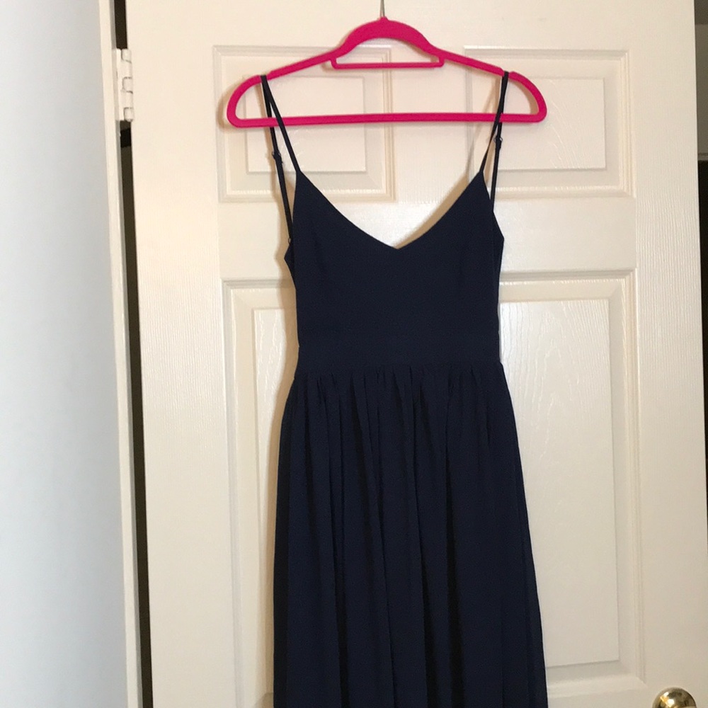 Backless Navy Blue Maxi Dress